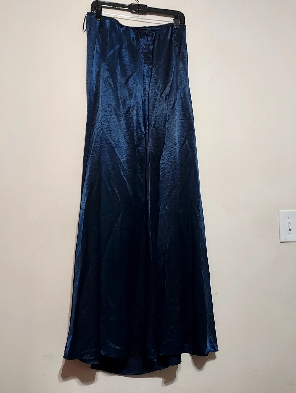 Abercrombie & Fitch Strapless Navy Satin Maxi Gown Sz-L - Picture 6 of 9